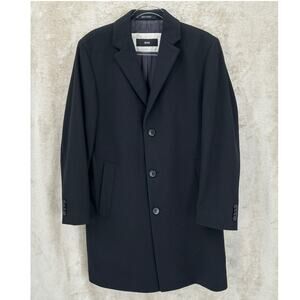 Hugo Boss Coat Mens 38R Black The Stratus Wool Cashmere Quiet Luxury‎ Overcoat